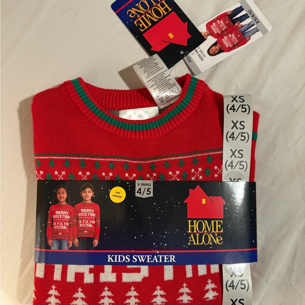 Home Alone Red Kids Christmas Sweater